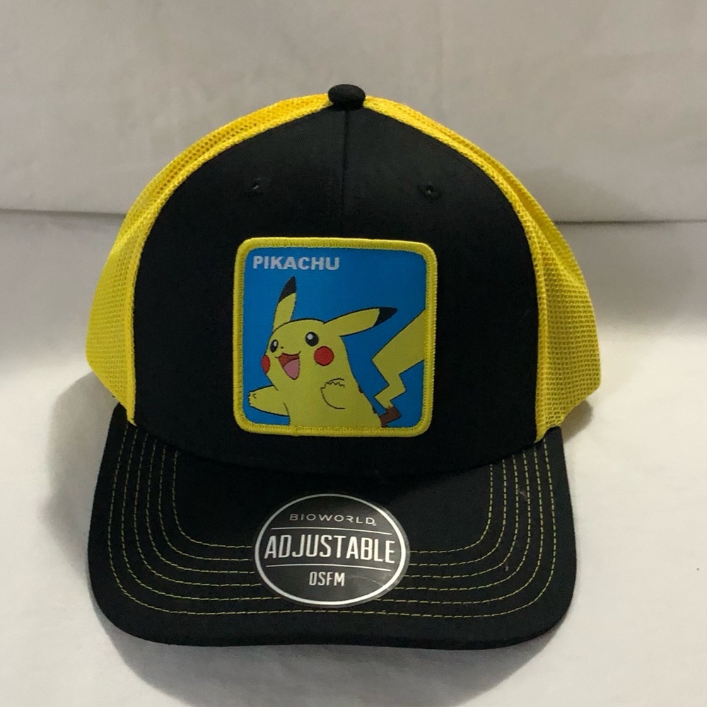 Pokémon men’s Pikachu Trucker hat adjustable SnapBack  black yellow.one size.
